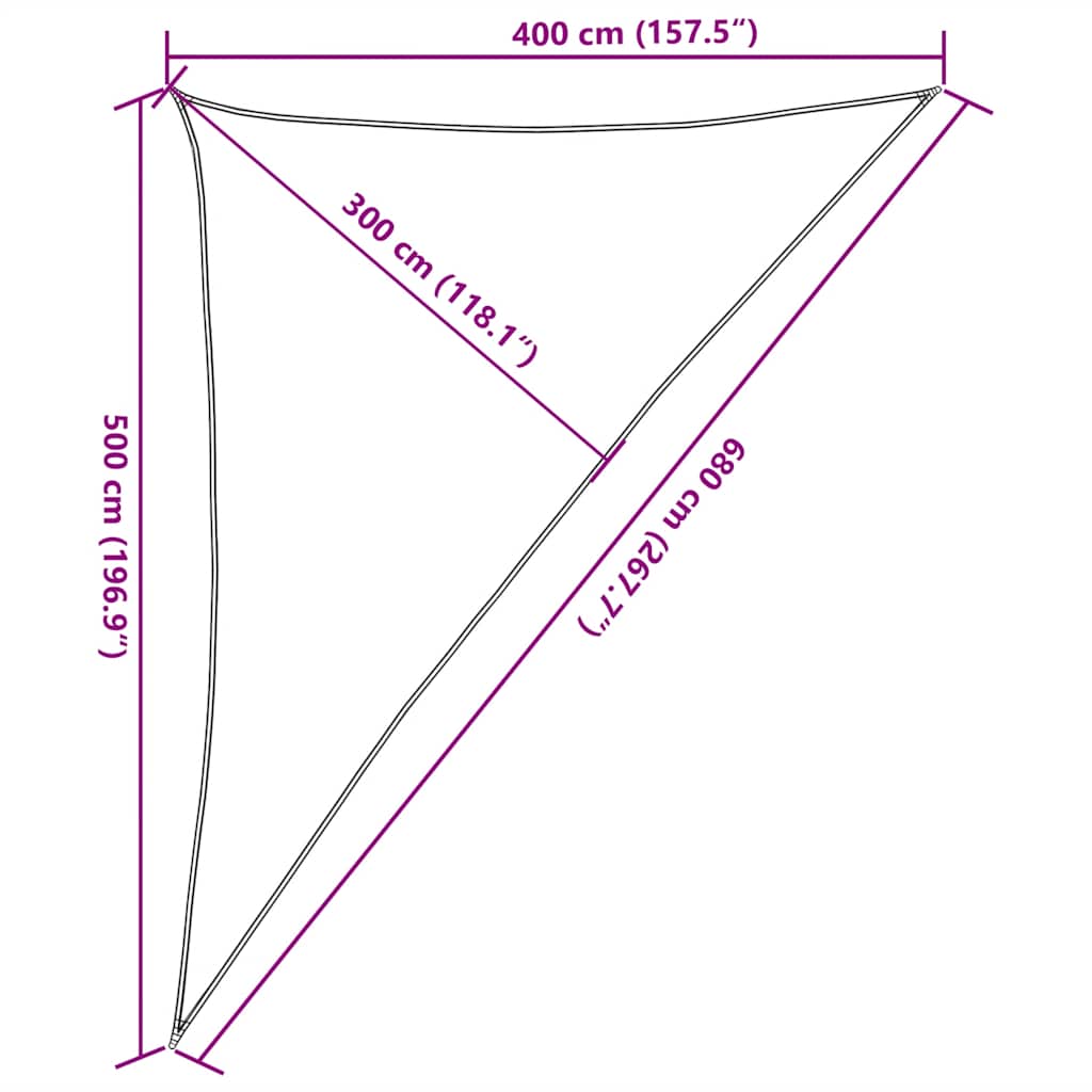 vidaXL Πανί Σκίασης 160 γρ./μ² Τριγωνικό Άμμος 4x5x6,8 μ. HDPE