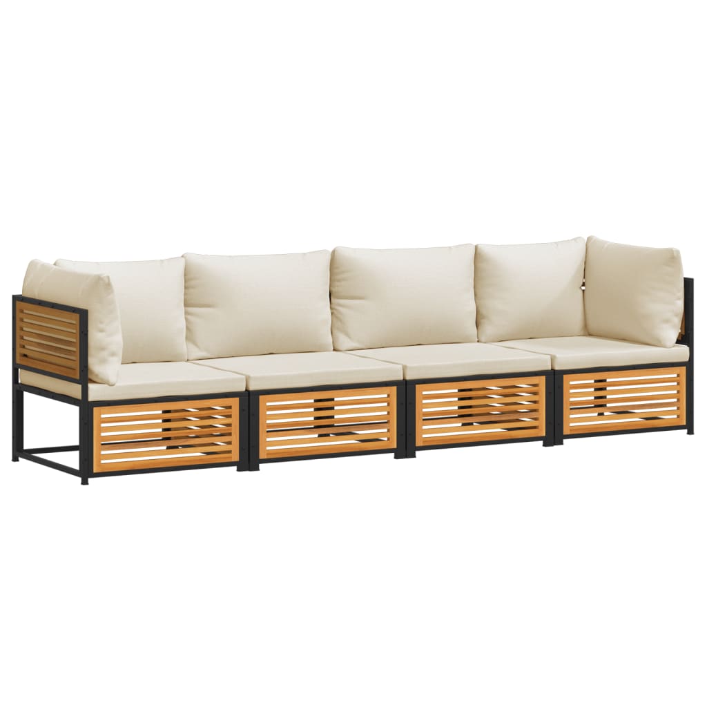 vidaXL Σαλόνι Κήπου 4 Τεμαχίων από Μασίφ Ξύλο Ακακίας με Μαξιλάρια