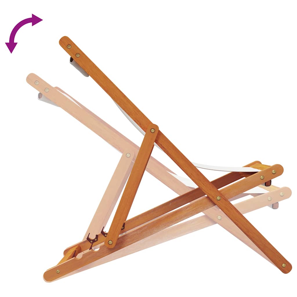 vidaXL Καρέκλες Παραλίας Πτυσσόμενες 2 τεμ. Κρεμ Υφασμάτινες