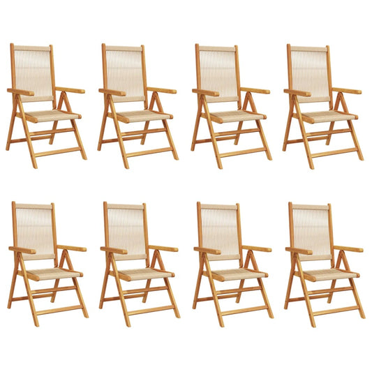 vidaXL Καρέκλες Κήπου Ανακλινόμενες 8 τεμ. Μπεζ Μασίφ Ξύλο Ακακίας