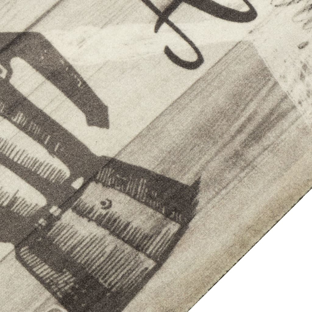 vidaXL Χαλί Κουζίνας Πλενόμενο Γκρι Επιγραφή Coffee 45x150 εκ. Βελούδο