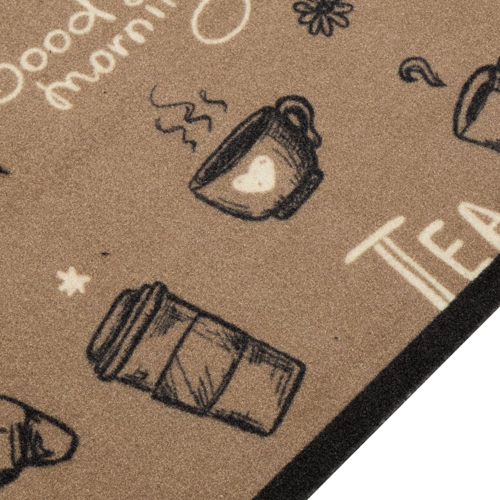 vidaXL Χαλί Κουζίνας Πλενόμενο Καφέ Επιγραφή Morning 60x180εκ. Βελούδο