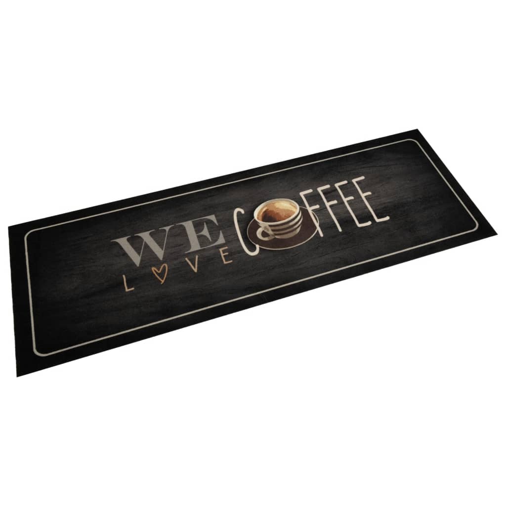 vidaXL Χαλί Κουζίνας Πλενόμενο Επιγραφή Coffee 60x180 εκ. Βελούδο
