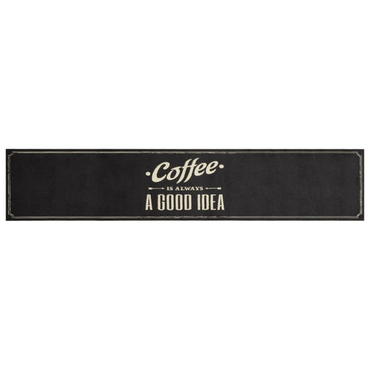 vidaXL Χαλί Κουζίνας Πλενόμενο Επιγραφή Coffee 60x300 εκ. Βελούδο
