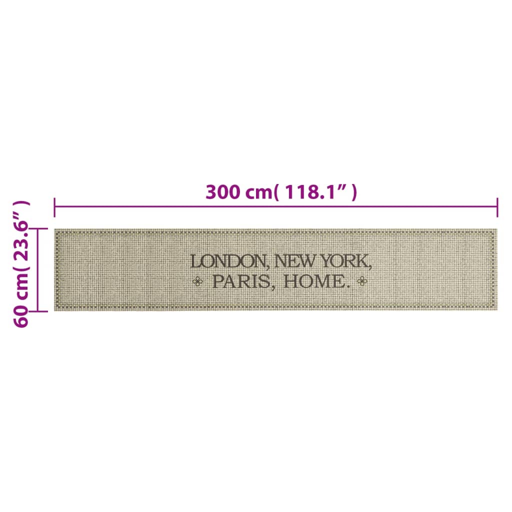 vidaXL Χαλί Κουζίνας Πλενόμενο Σχέδιο Capital Home 60x300 εκ. Βελούδο