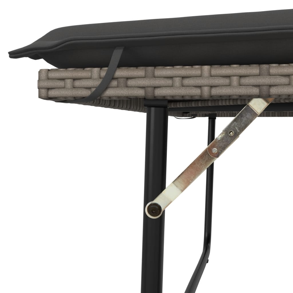 vidaXL Πάγκος Κήπου Γκρι από Συνθετικό Ρατάν με Υποπόδιο/Μαξιλάρια