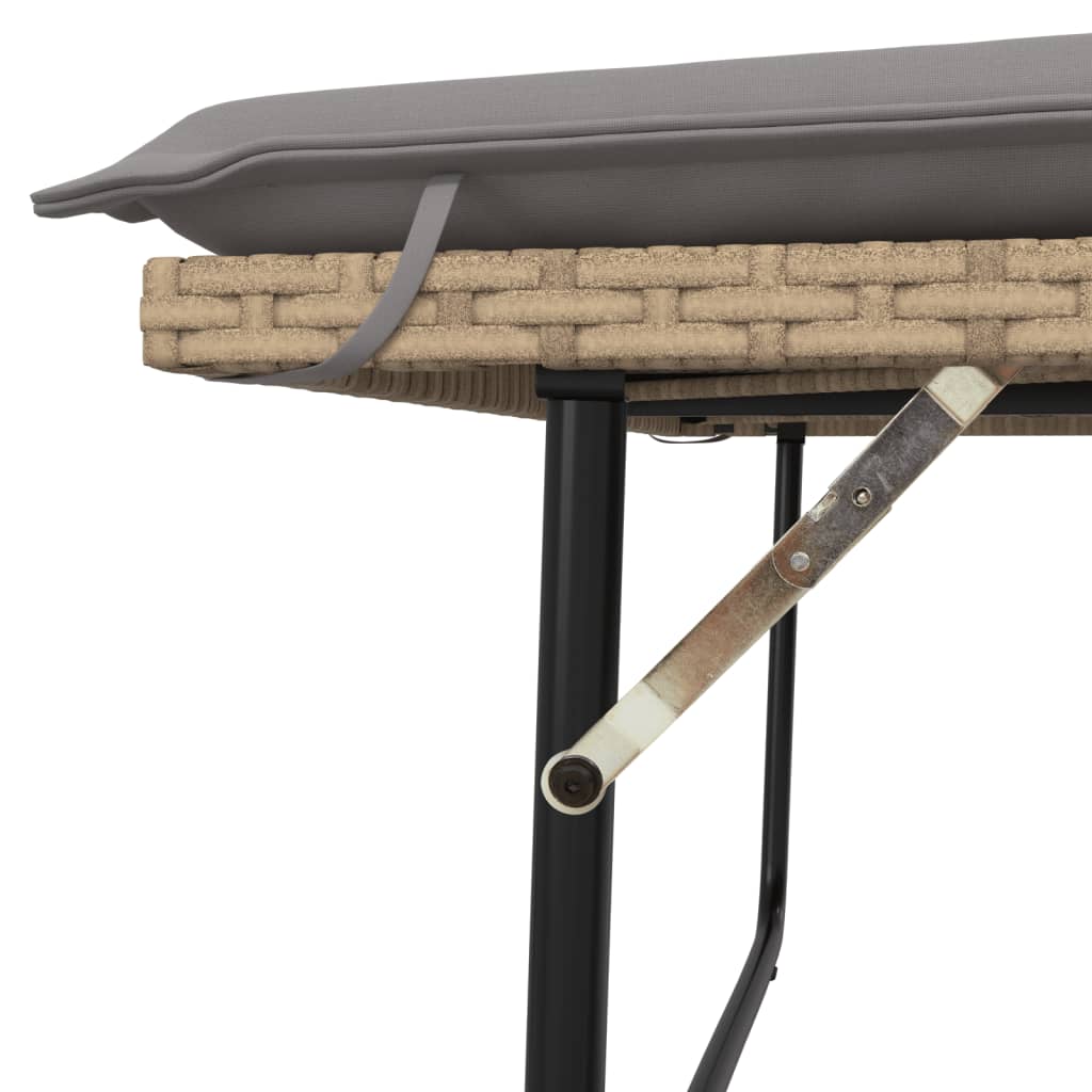 vidaXL Πάγκος Κήπου Μπεζ από Συνθετικό Ρατάν με Υποπόδιο/Μαξιλάρια