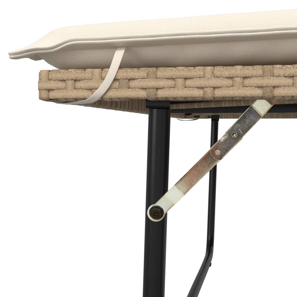 vidaXL Πάγκος Κήπου Μπεζ από Συνθετικό Ρατάν με Υποπόδιο/Μαξιλάρια