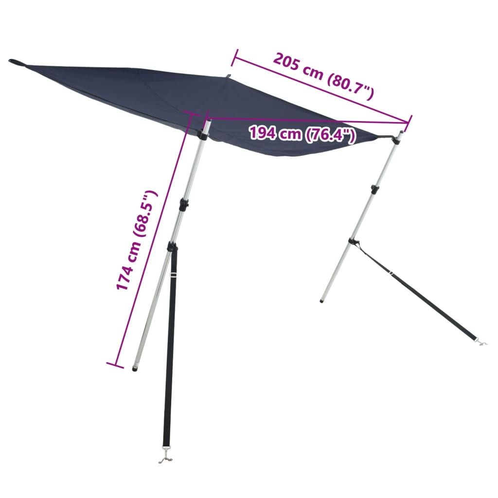 vidaXL Επέκταση Σκιάστρου Σχήμα Τ Ναυτικό Μπλε 174x205x(115-194) εκ.