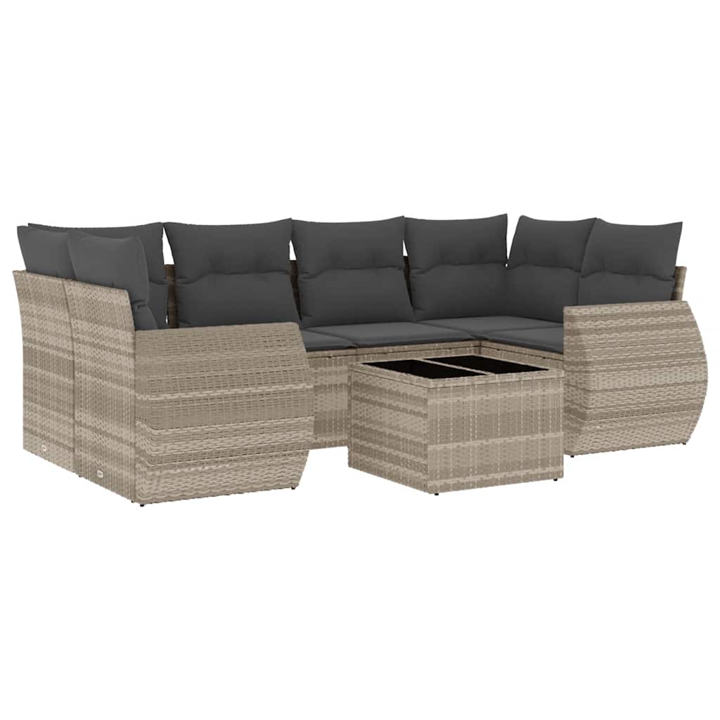 vidaXL Σαλόνι Κήπου Σετ 7 Τεμαχίων Γκρι Συνθετικό Ρατάν με Μαξιλάρια