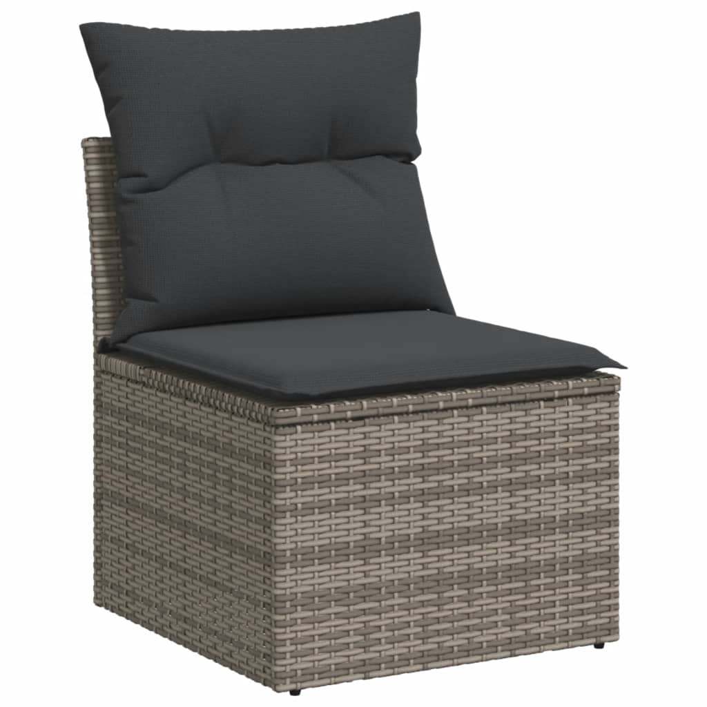 vidaXL Σαλόνι Κήπου Σετ 3 Τεμαχίων Γκρι Συνθετικό Ρατάν με Μαξιλάρια
