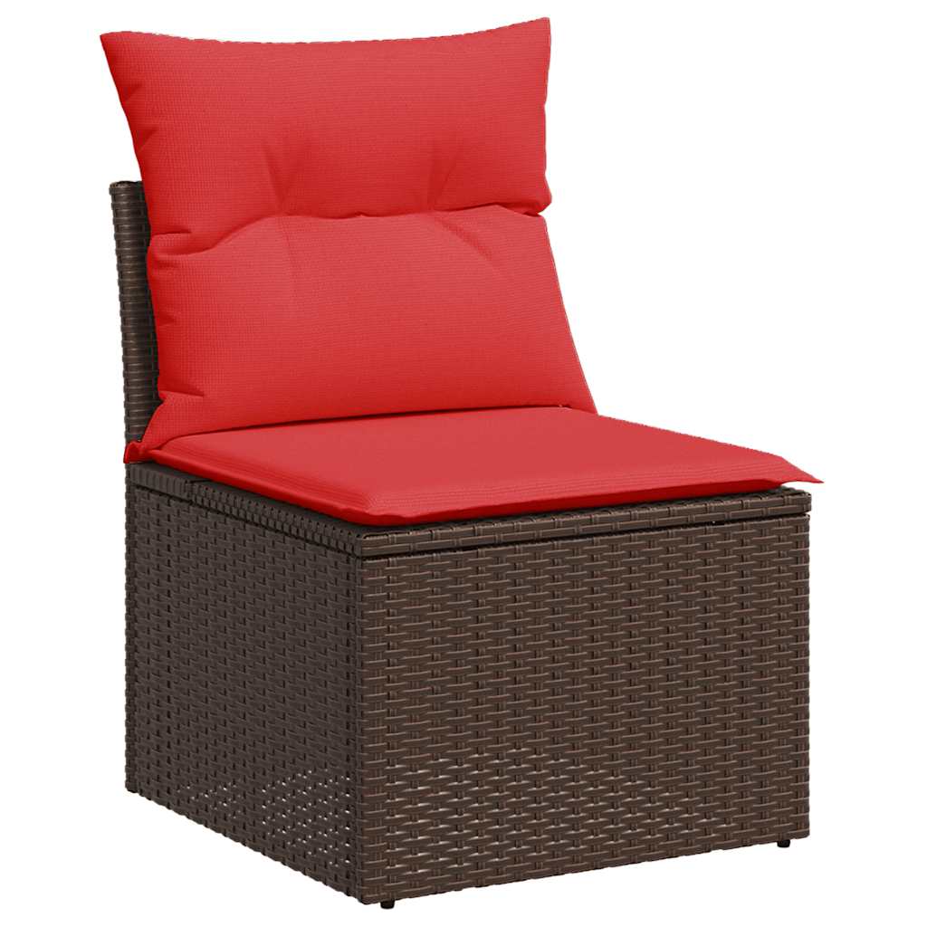 vidaXL Σετ Καναπέδων Κήπου 6 Τεμαχίων με Μαξιλάρια από Καφέ Συνθετικό Ρατάν