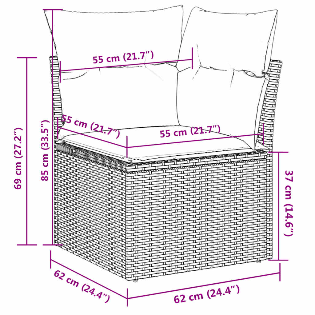vidaXL Σαλόνι Κήπου Σετ 8 τεμ. Μπεζ Συνθετικό Ρατάν με Μαξιλάρια