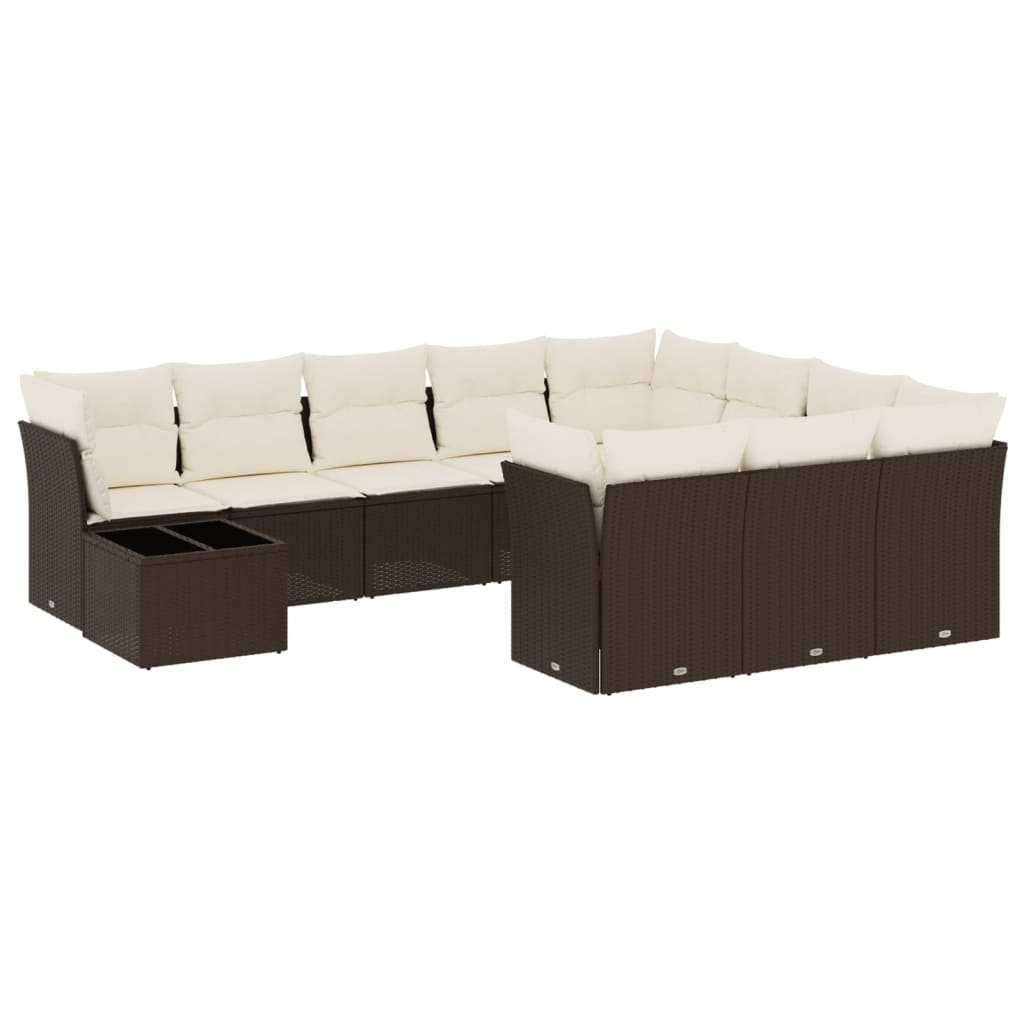 vidaXL Σαλόνι Κήπου 11 Τεμαχίων Καφέ από Συνθετικό Ρατάν με Μαξιλάρια