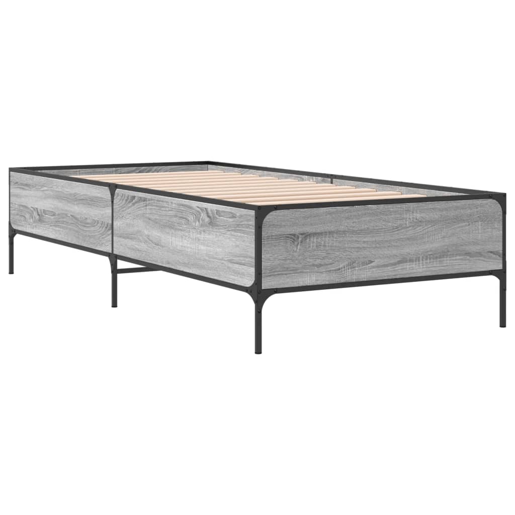 vidaXL Πλαίσιο Κρεβατιού Γκρι Sonoma 100x200 εκ. Επεξ. Ξύλο & Μέταλλο