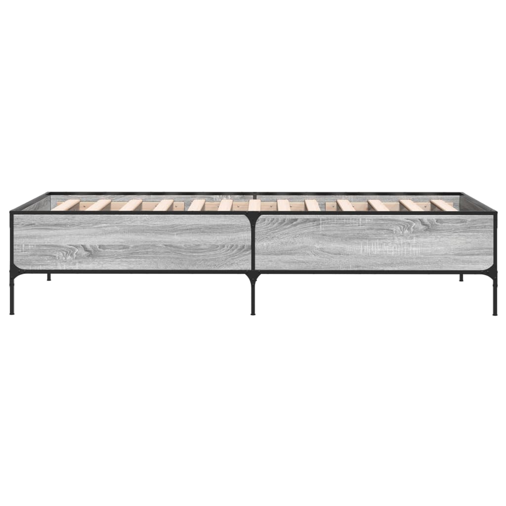vidaXL Πλαίσιο Κρεβατιού Γκρι Sonoma 100x200 εκ. Επεξ. Ξύλο & Μέταλλο