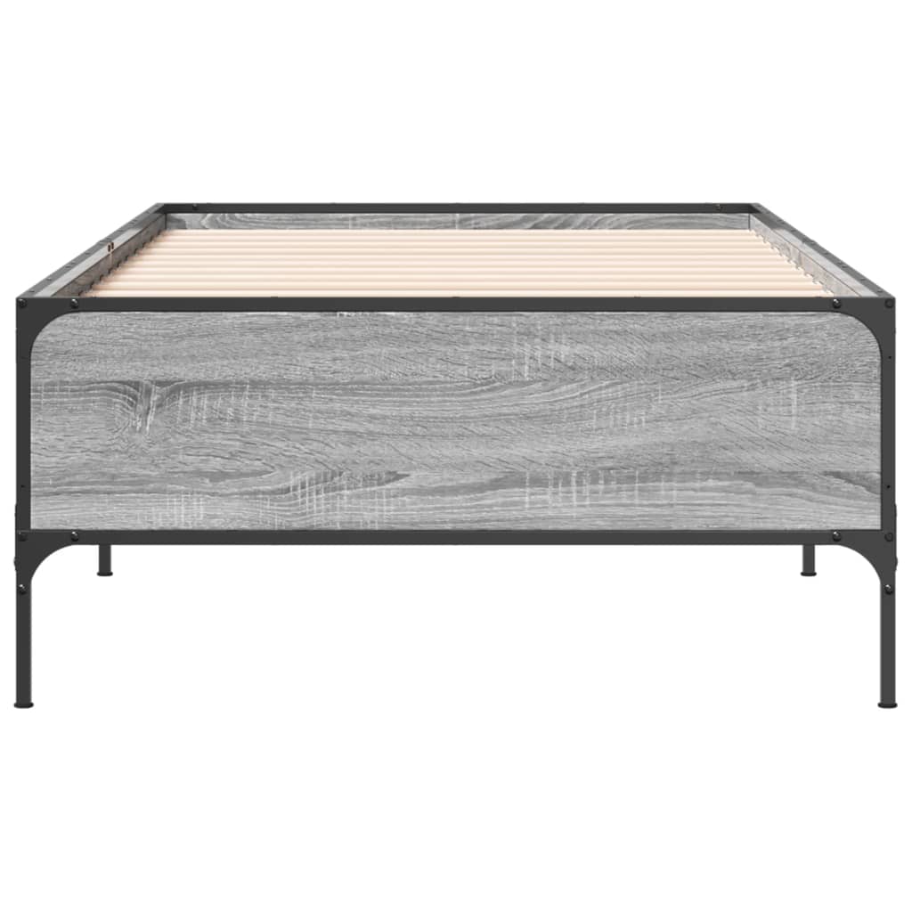 vidaXL Πλαίσιο Κρεβατιού Γκρι Sonoma 90x200 εκ. Επεξ. Ξύλο & Μέταλλο