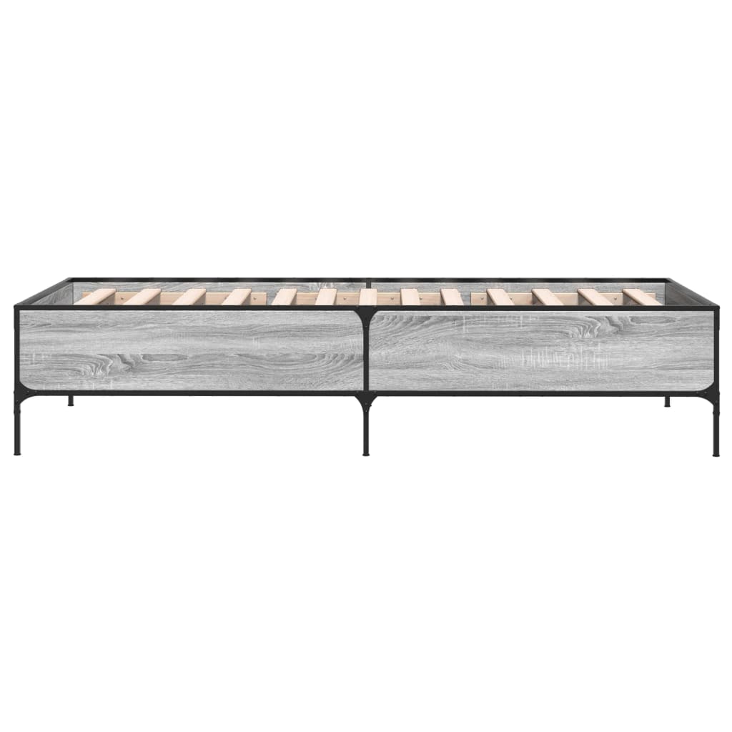 vidaXL Πλαίσιο Κρεβατιού Γκρι Sonoma 90x200 εκ. Επεξ. Ξύλο & Μέταλλο