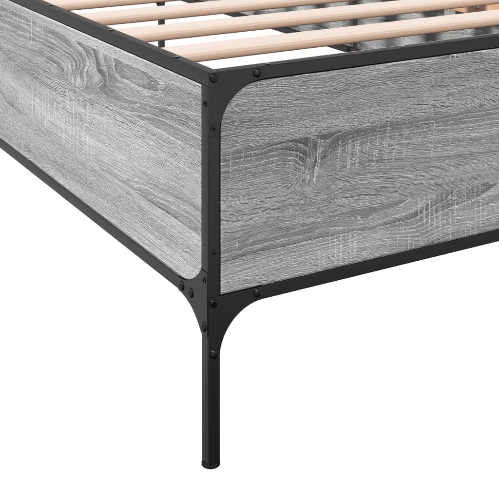 vidaXL Πλαίσιο Κρεβατιού Γκρι Sonoma 90x200 εκ. Επεξ. Ξύλο & Μέταλλο