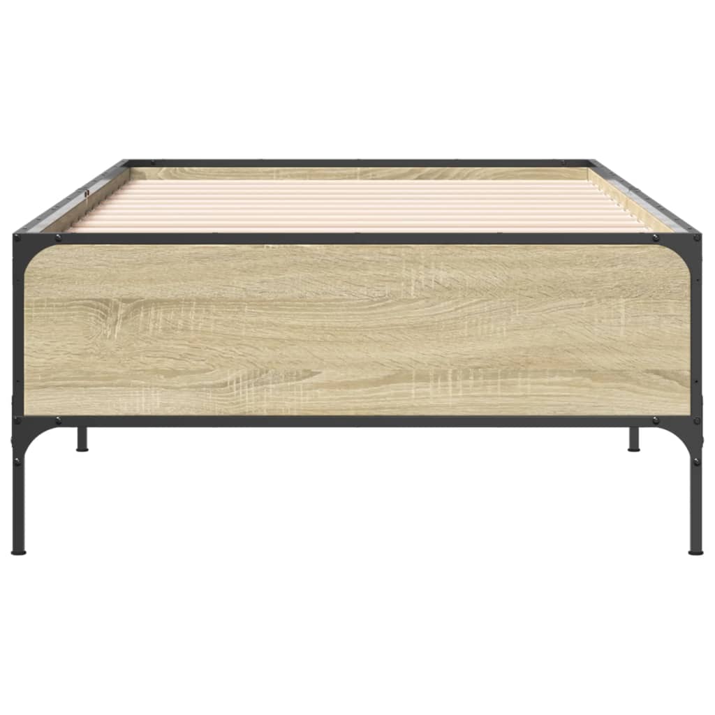 vidaXL Πλαίσιο Κρεβατιού Sonoma Δρυς 90 x 190 εκ. Επεξ. Ξύλο & Μέταλλο