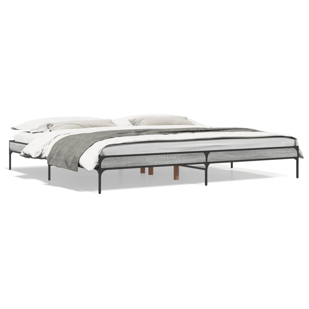 vidaXL Πλαίσιο Κρεβατιού Γκρι Sonoma 200x200 εκ. Επεξ. Ξύλο & Μέταλλο
