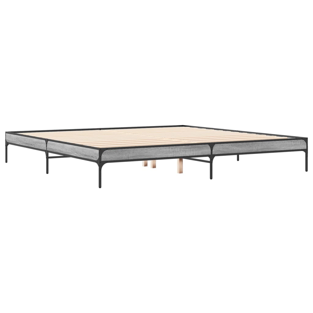 vidaXL Πλαίσιο Κρεβατιού Γκρι Sonoma 200x200 εκ. Επεξ. Ξύλο & Μέταλλο