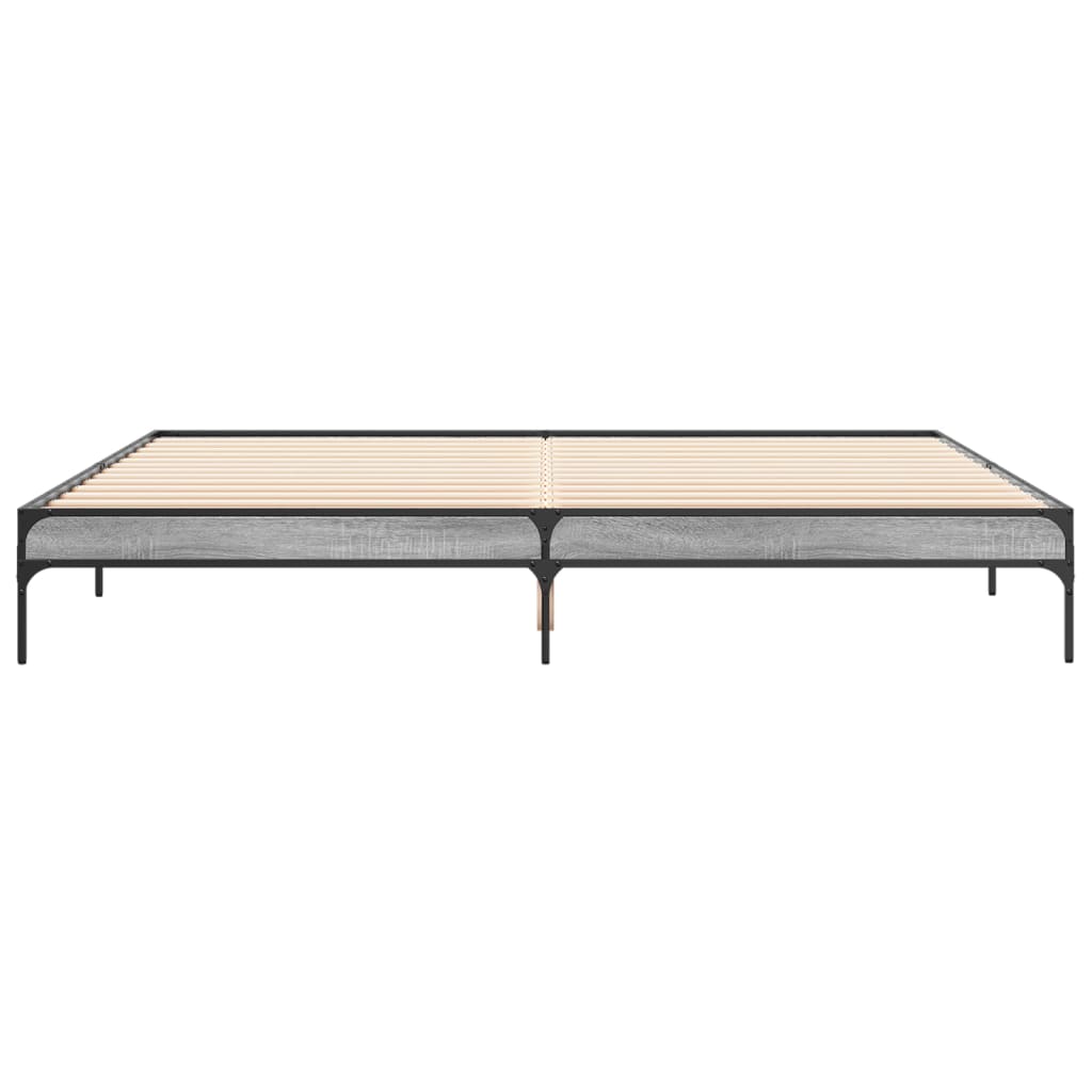 vidaXL Πλαίσιο Κρεβατιού Γκρι Sonoma 200x200 εκ. Επεξ. Ξύλο & Μέταλλο