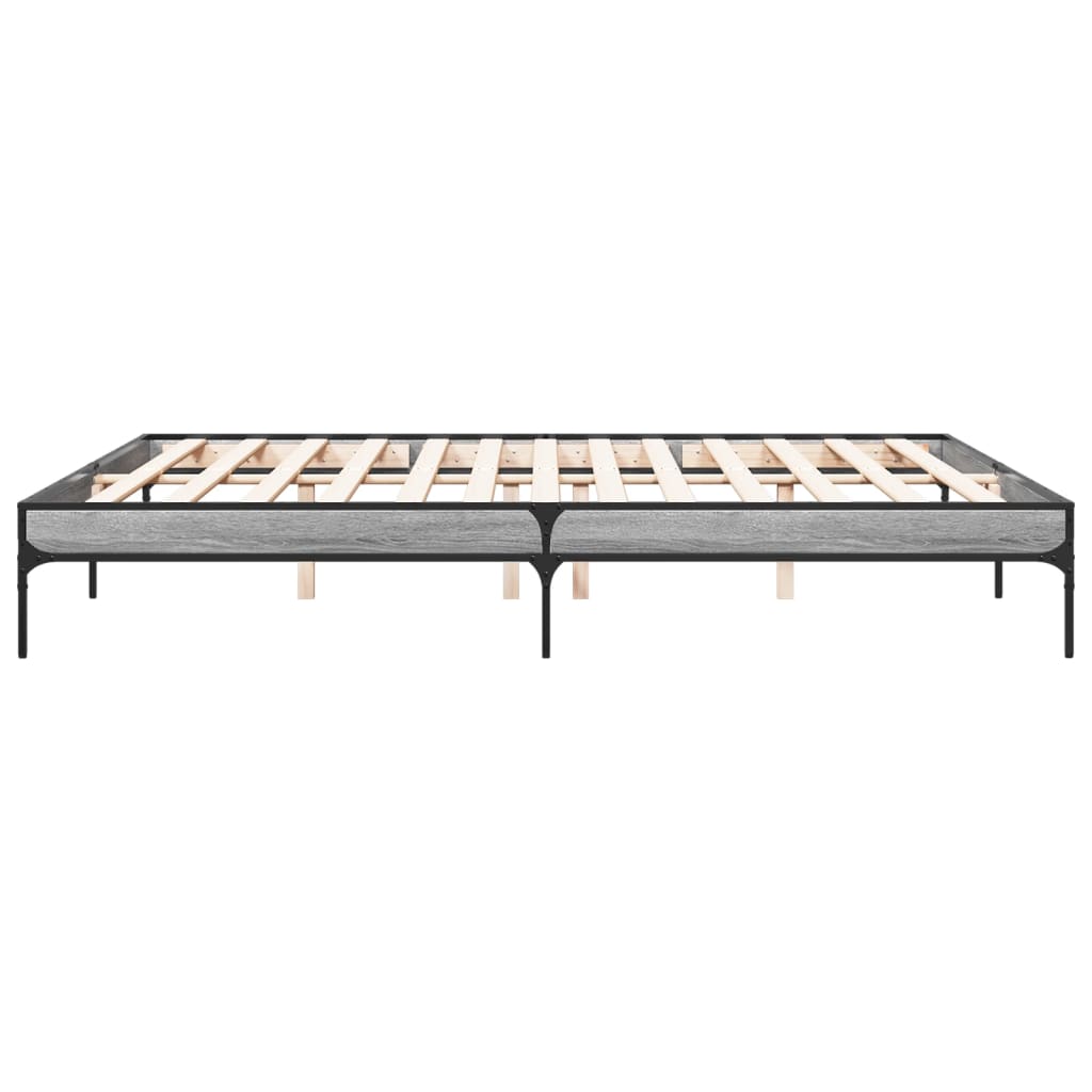 vidaXL Πλαίσιο Κρεβατιού Γκρι Sonoma 200x200 εκ. Επεξ. Ξύλο & Μέταλλο