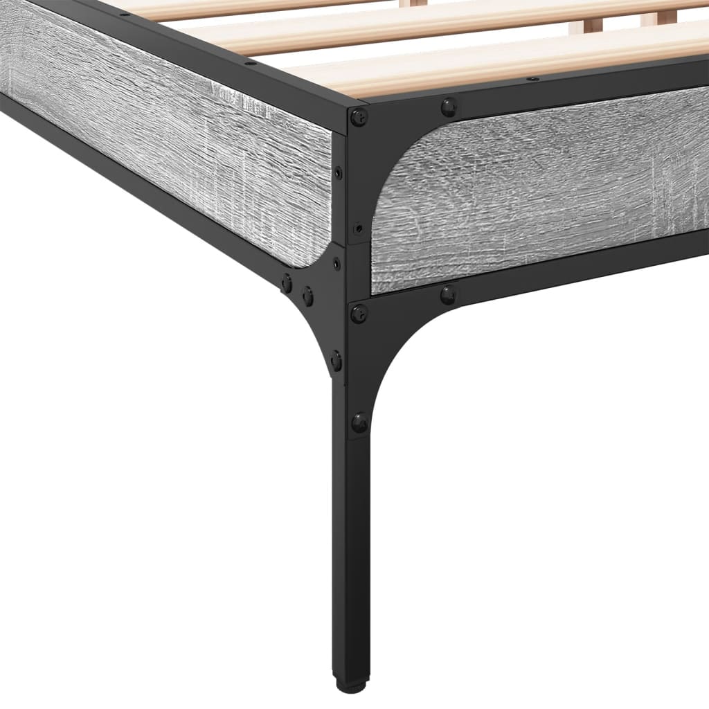 vidaXL Πλαίσιο Κρεβατιού Γκρι Sonoma 200x200 εκ. Επεξ. Ξύλο & Μέταλλο