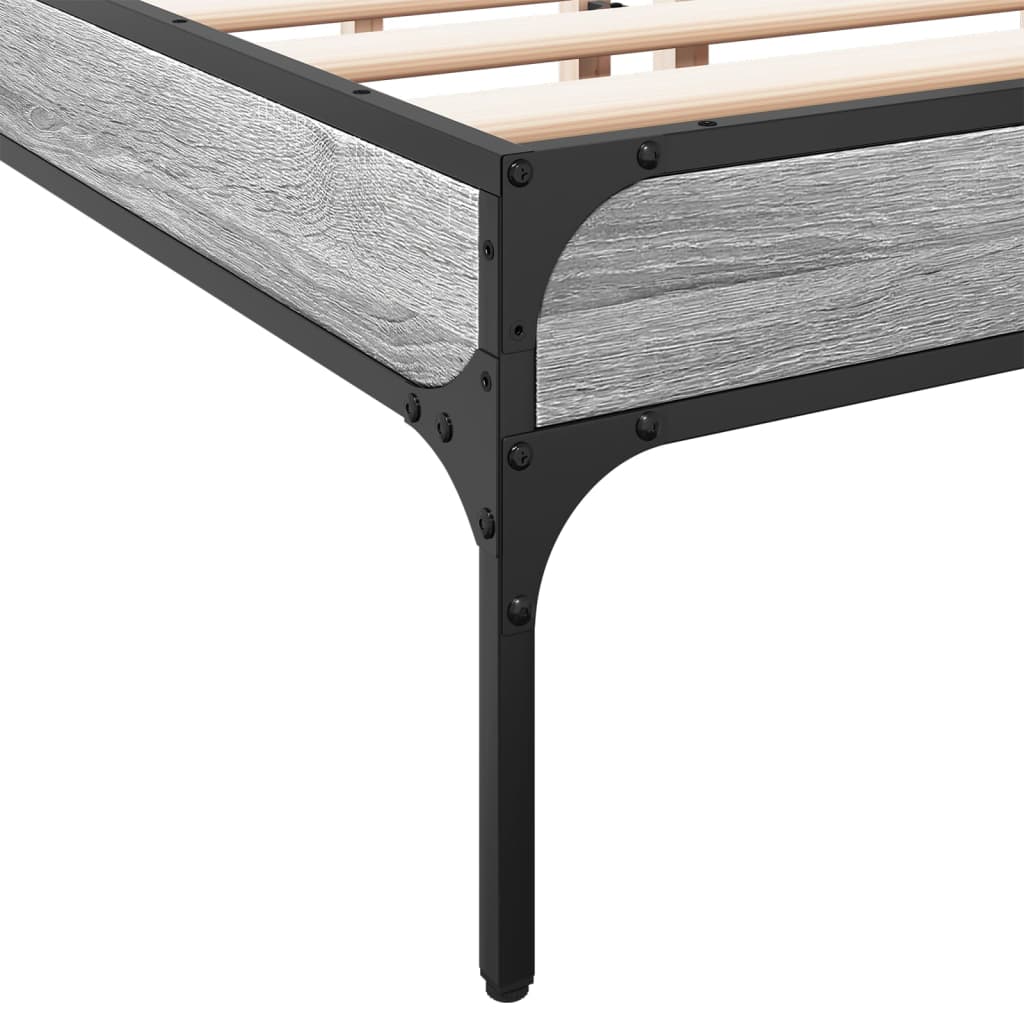 vidaXL Πλαίσιο Κρεβατιού Γκρι Sonoma 160x200 εκ. Επεξ. Ξύλο & Μέταλλο