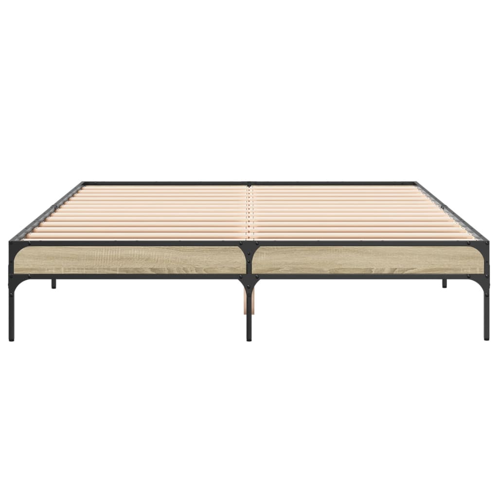 vidaXL Πλαίσιο Κρεβατιού Sonoma Δρυς 150x200 εκ. Επεξ. Ξύλο & Μέταλλο