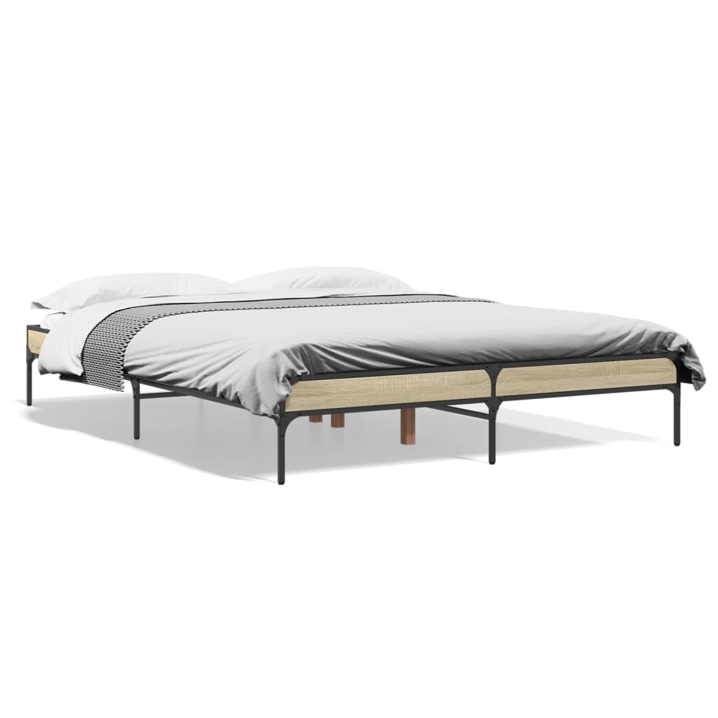 vidaXL Πλαίσιο Κρεβατιού Sonoma Δρυς 140x200 εκ. Επεξ. Ξύλο & Μέταλλο