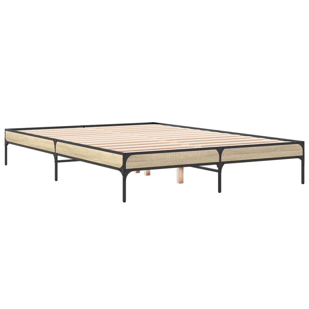 vidaXL Πλαίσιο Κρεβατιού Sonoma Δρυς 140x200 εκ. Επεξ. Ξύλο & Μέταλλο