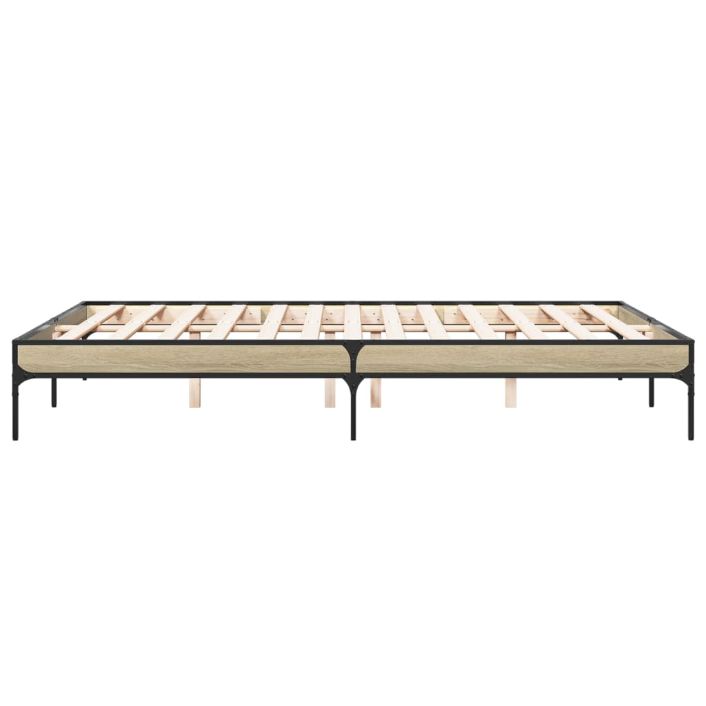 vidaXL Πλαίσιο Κρεβατιού Sonoma Δρυς 140x200 εκ. Επεξ. Ξύλο & Μέταλλο
