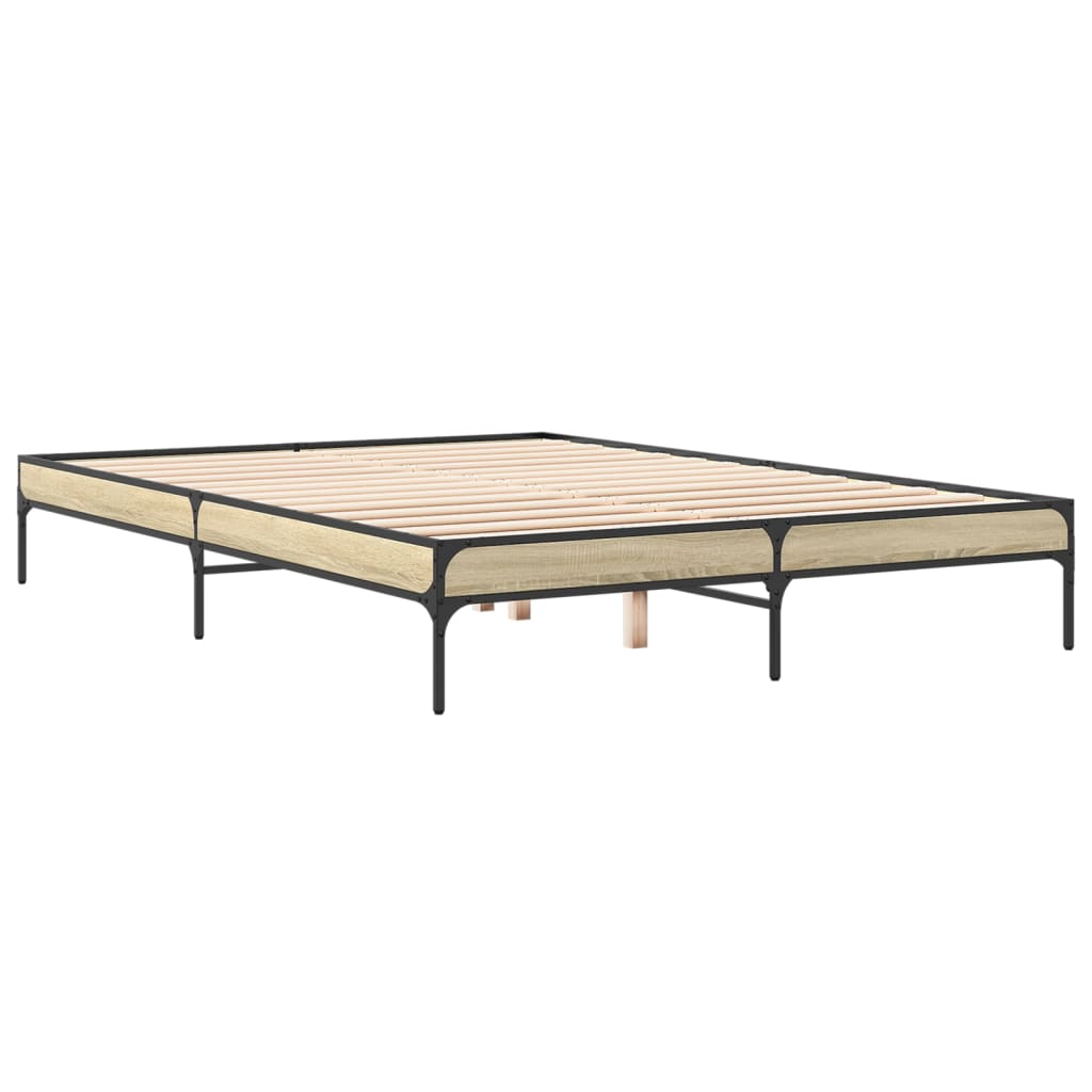 vidaXL Πλαίσιο Κρεβατιού Sonoma Δρυς 140x200 εκ. Επεξ. Ξύλο & Μέταλλο