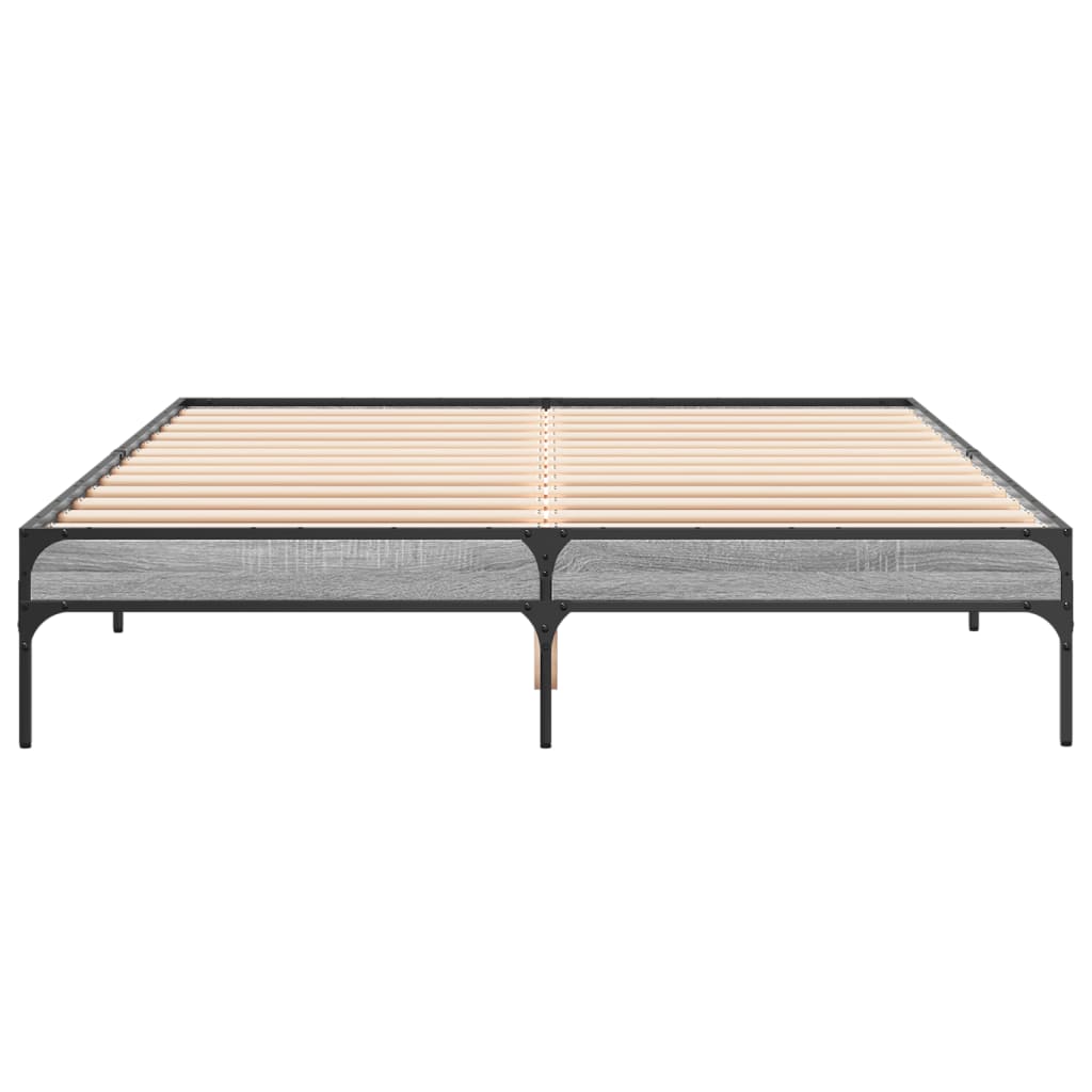 vidaXL Πλαίσιο Κρεβατιού Γκρι Sonoma 140x200 εκ. Επεξ. Ξύλο & Μέταλλο