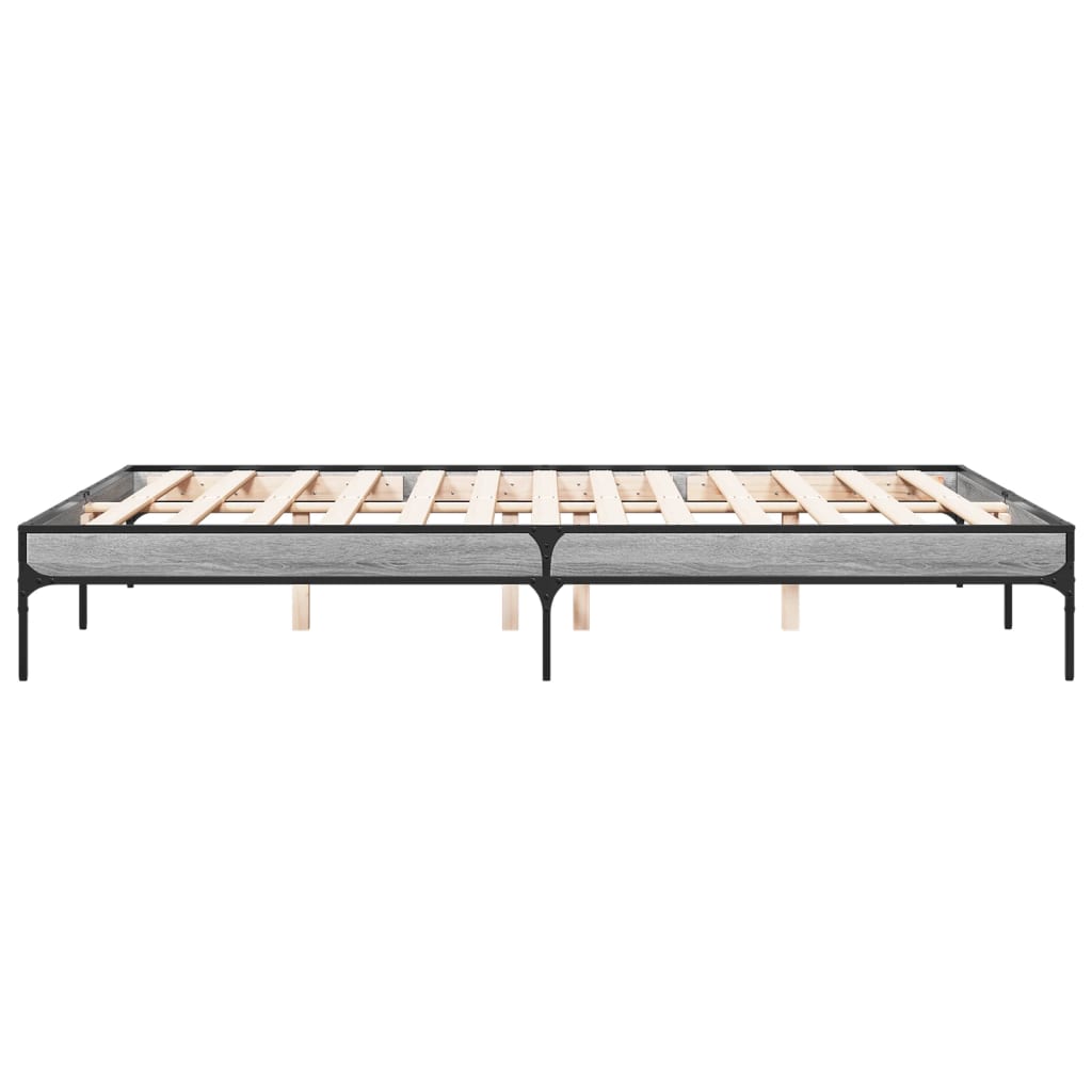 vidaXL Πλαίσιο Κρεβατιού Γκρι Sonoma 140x200 εκ. Επεξ. Ξύλο & Μέταλλο