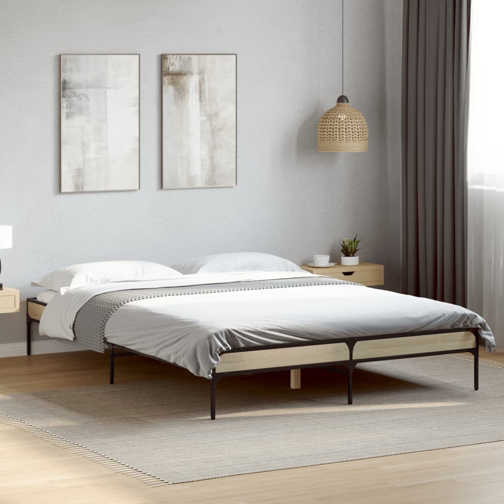 vidaXL Πλαίσιο Κρεβατιού Sonoma Δρυς 120x200 εκ. Επεξ. Ξύλο & Μέταλλο