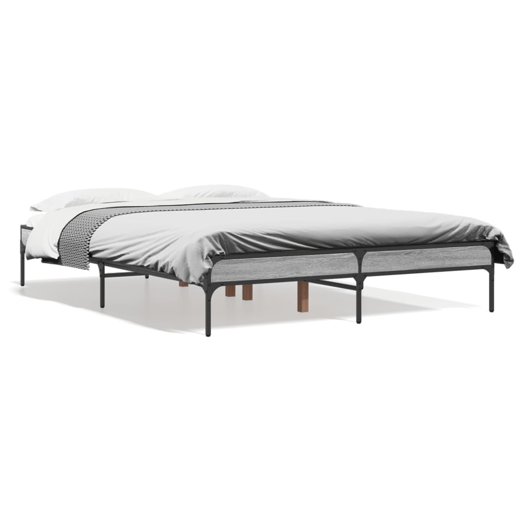 vidaXL Πλαίσιο Κρεβατιού Γκρι Sonoma 120x200 εκ. Επεξ. Ξύλο & Μέταλλο