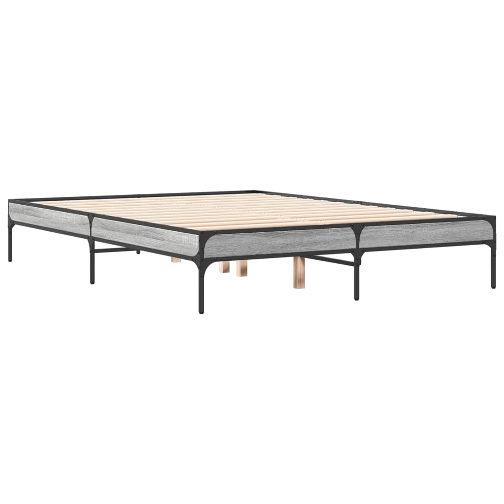 vidaXL Πλαίσιο Κρεβατιού Γκρι Sonoma 120x200 εκ. Επεξ. Ξύλο & Μέταλλο
