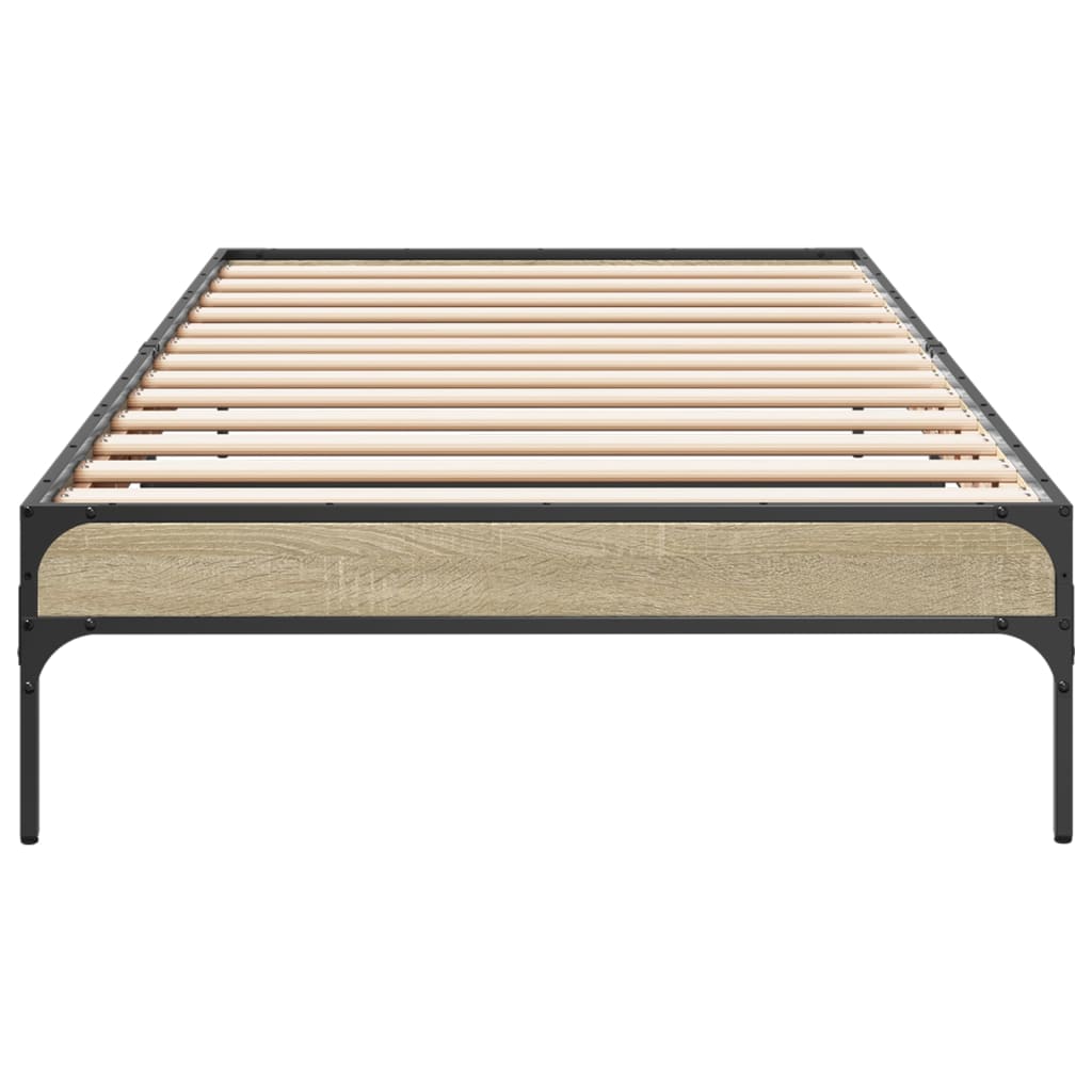 vidaXL Πλαίσιο Κρεβατιού Sonoma Δρυς 100x200 εκ. Επεξ. Ξύλο & Μέταλλο