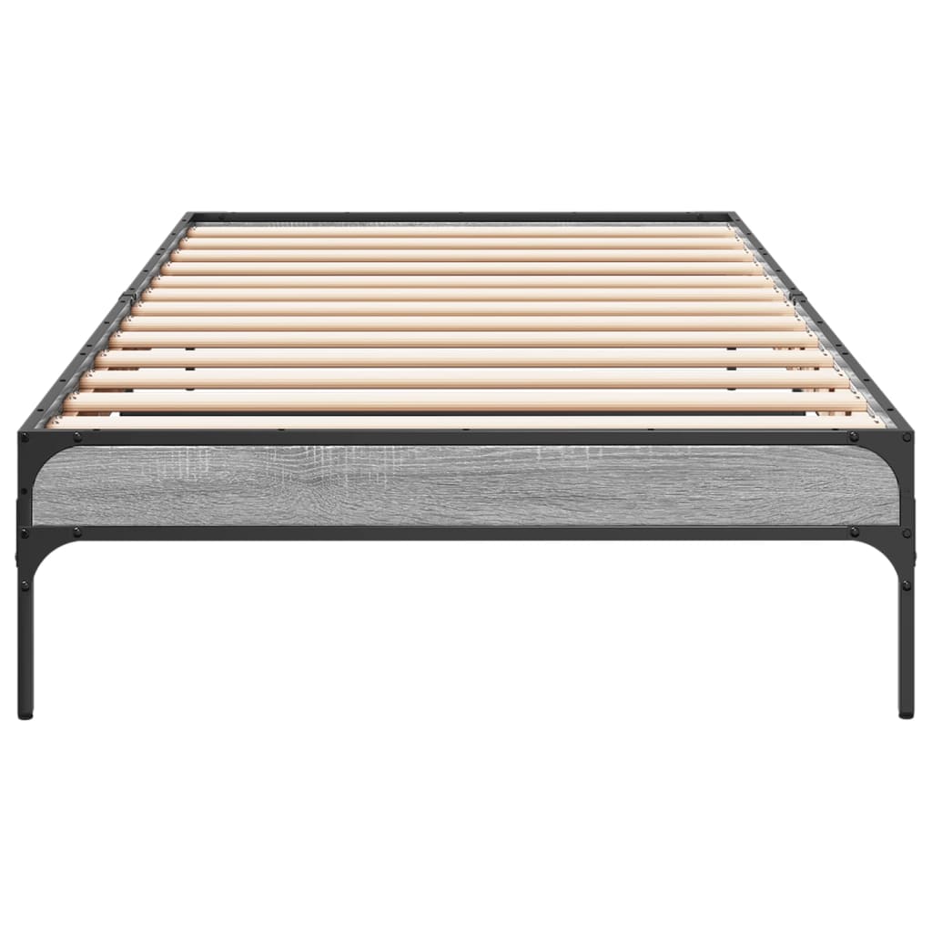 vidaXL Πλαίσιο Κρεβατιού Γκρι Sonoma 90x200 εκ. Επεξ. Ξύλο & Μέταλλο