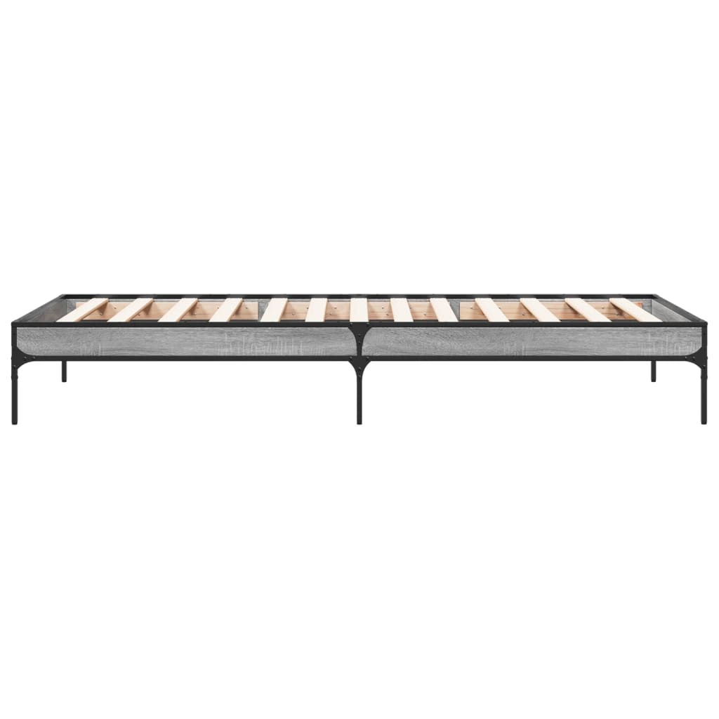 vidaXL Πλαίσιο Κρεβατιού Γκρι Sonoma 90x200 εκ. Επεξ. Ξύλο & Μέταλλο