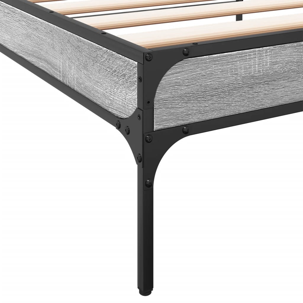 vidaXL Πλαίσιο Κρεβατιού Γκρι Sonoma 90x200 εκ. Επεξ. Ξύλο & Μέταλλο