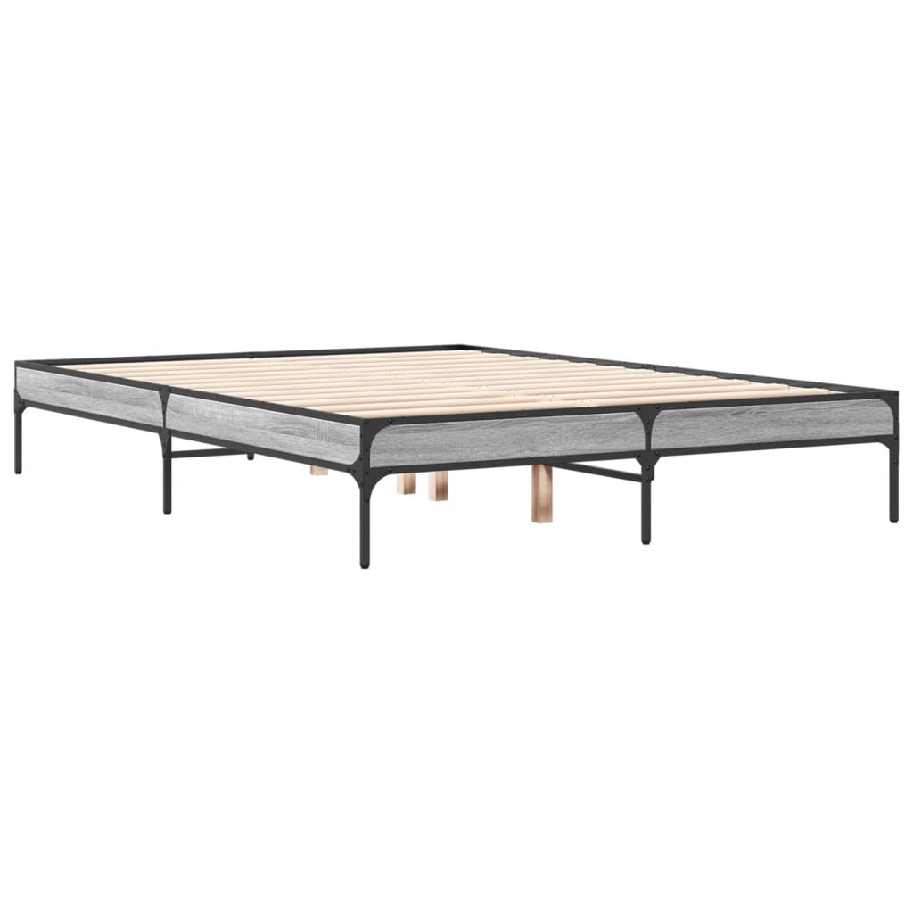vidaXL Πλαίσιο Κρεβατιού Γκρι Sonoma 140x190 εκ. Επεξ. Ξύλο & Μέταλλο