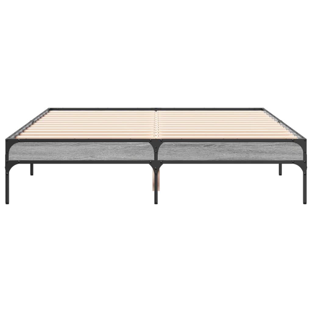 vidaXL Πλαίσιο Κρεβατιού Γκρι Sonoma 140x190 εκ. Επεξ. Ξύλο & Μέταλλο