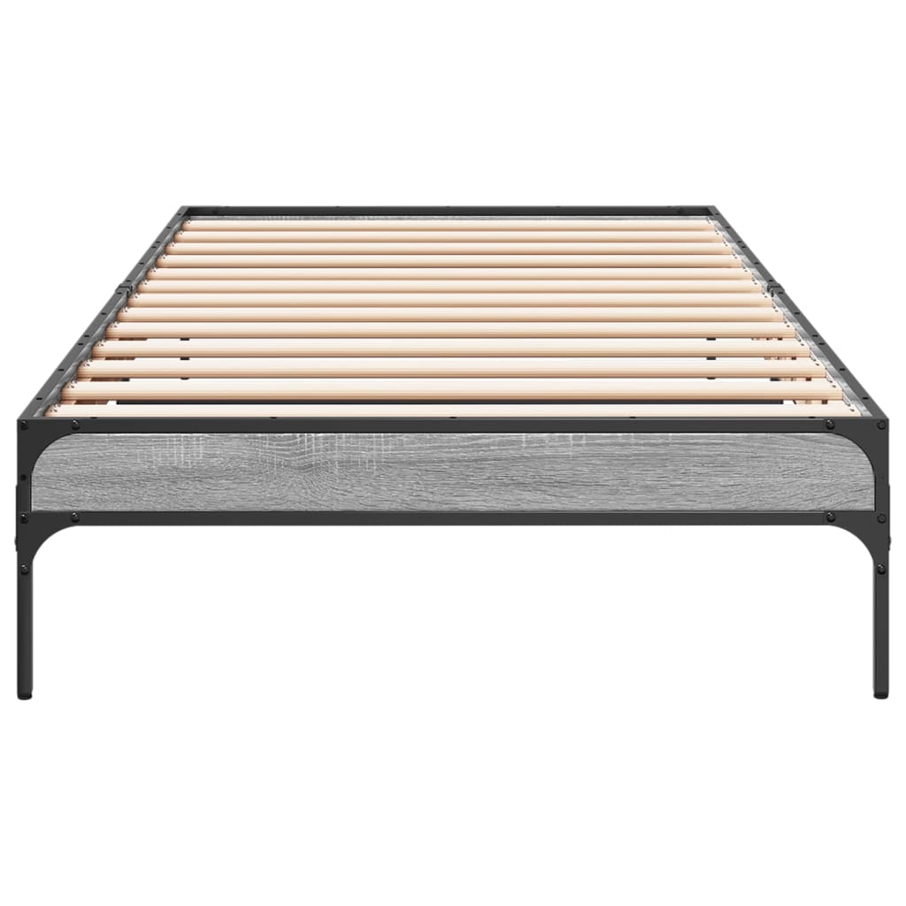 vidaXL Πλαίσιο Κρεβατιού Γκρι Sonoma 90 x 190 εκ. Επεξ. Ξύλο & Μέταλλο
