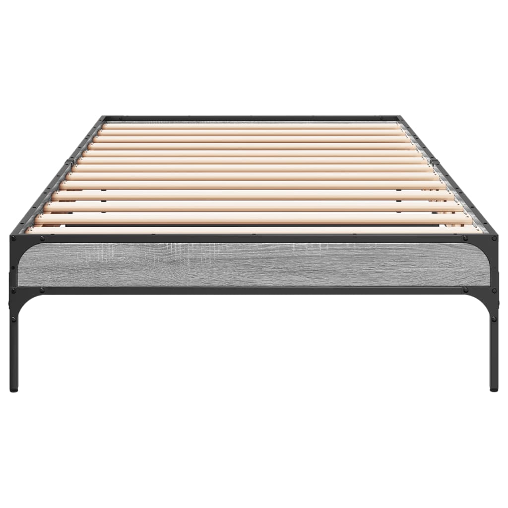vidaXL Πλαίσιο Κρεβατιού Γκρι Sonoma 75x190 εκ. Επεξ. Ξύλο & Μέταλλο