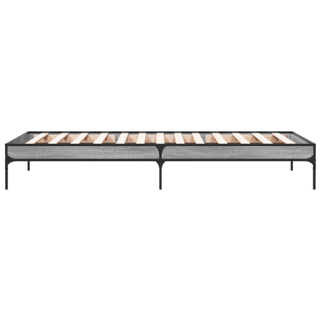 vidaXL Πλαίσιο Κρεβατιού Γκρι Sonoma 75x190 εκ. Επεξ. Ξύλο & Μέταλλο