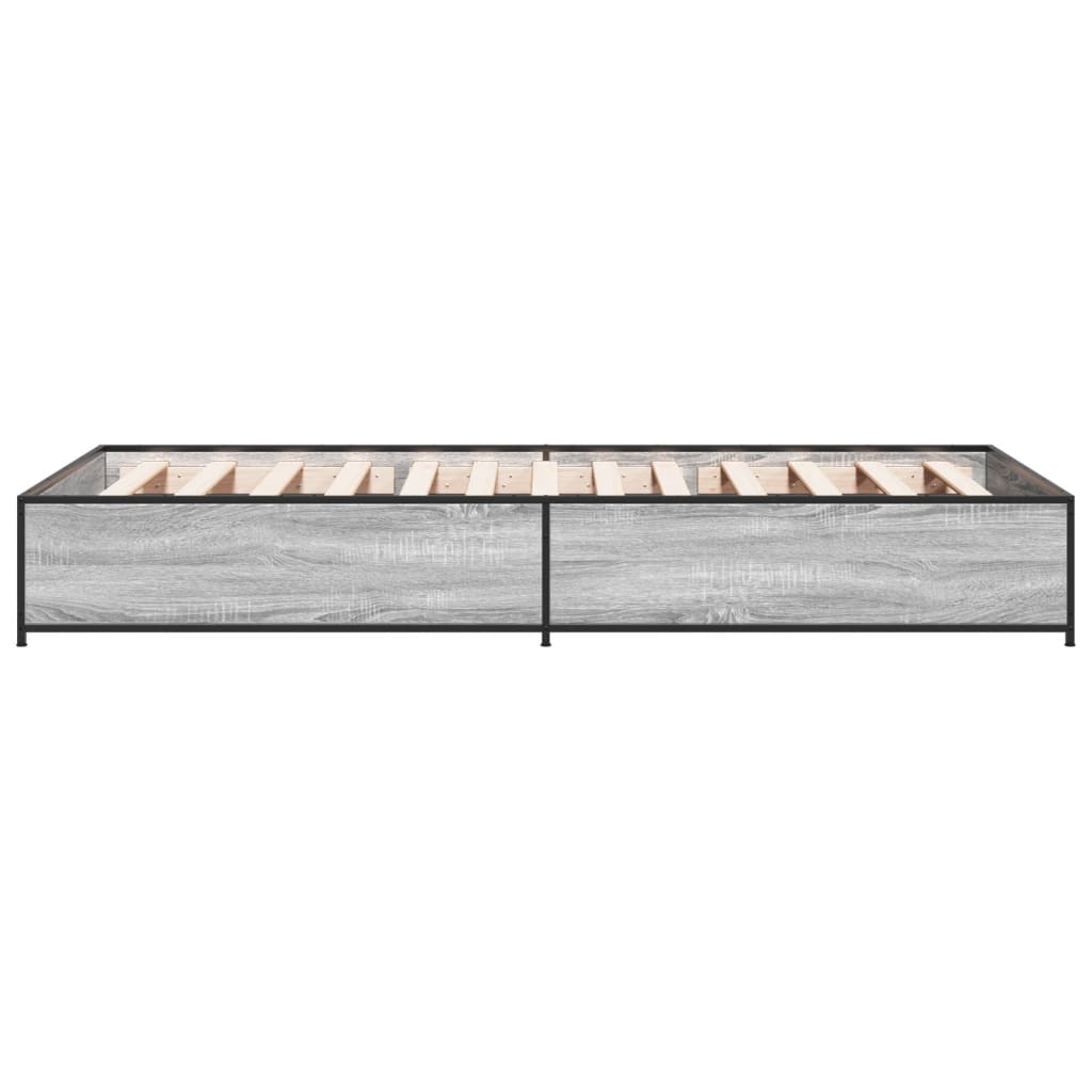 vidaXL Πλαίσιο Κρεβατιού Γκρι Sonoma 100x200 εκ. Επεξ. Ξύλο & Μέταλλο